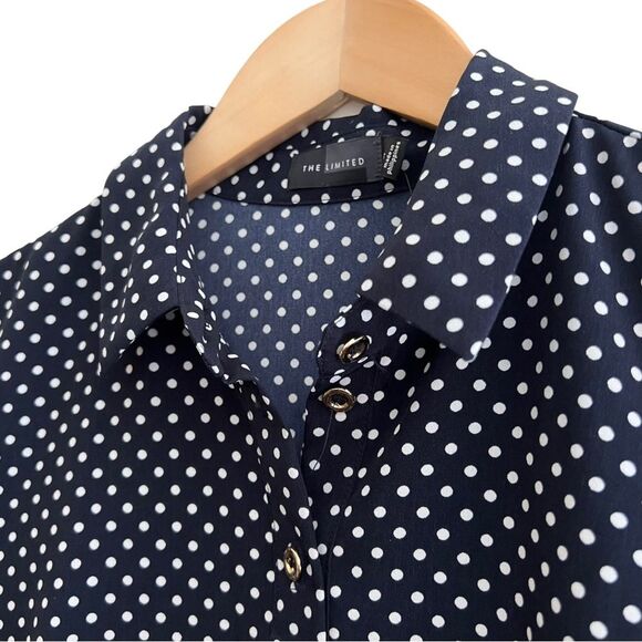 The Limited Dress Navy Blue & White Polka Dot Henley Shift -Size S NWT🏷 classy! - Picture 9 of 16